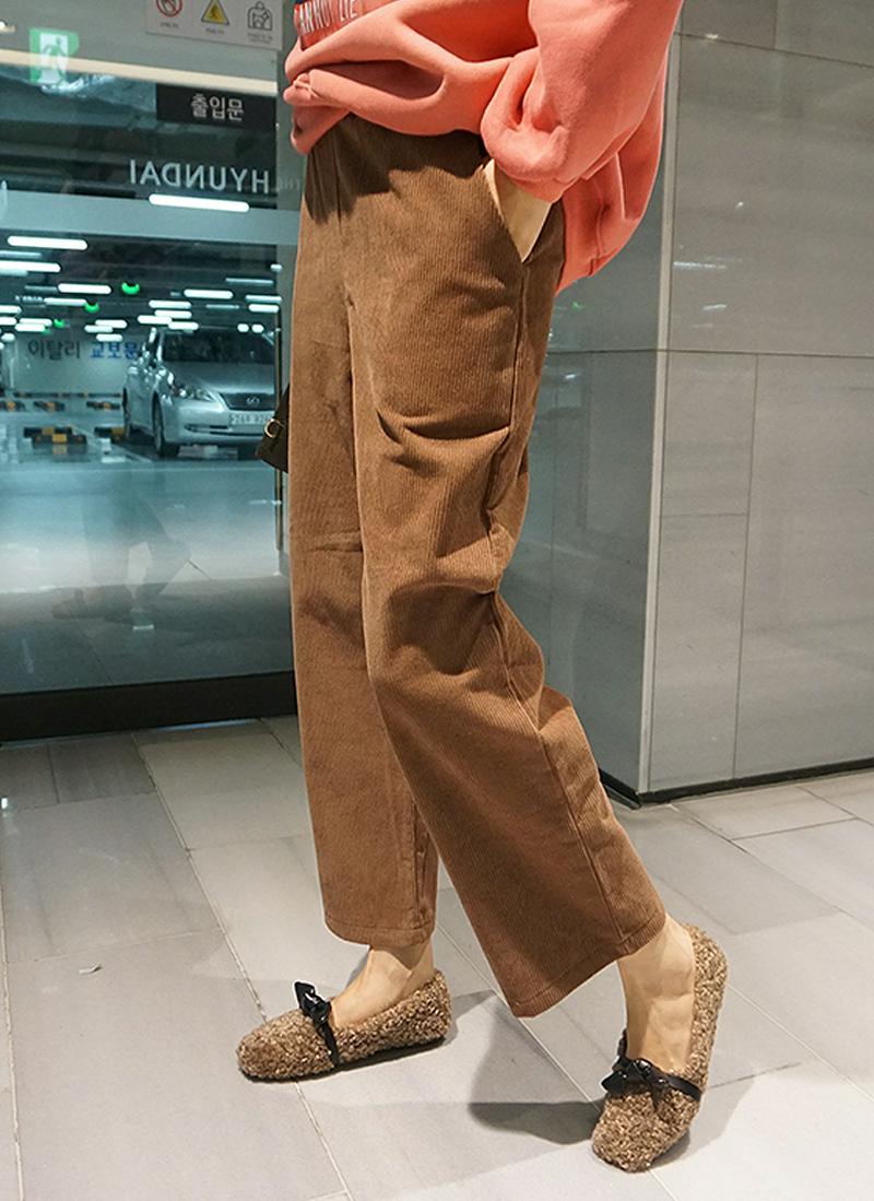 コーデュロイウエストゴムワイドパンツ
