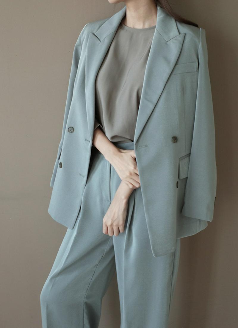 ダブルボタンジャケット(ミントグレー)