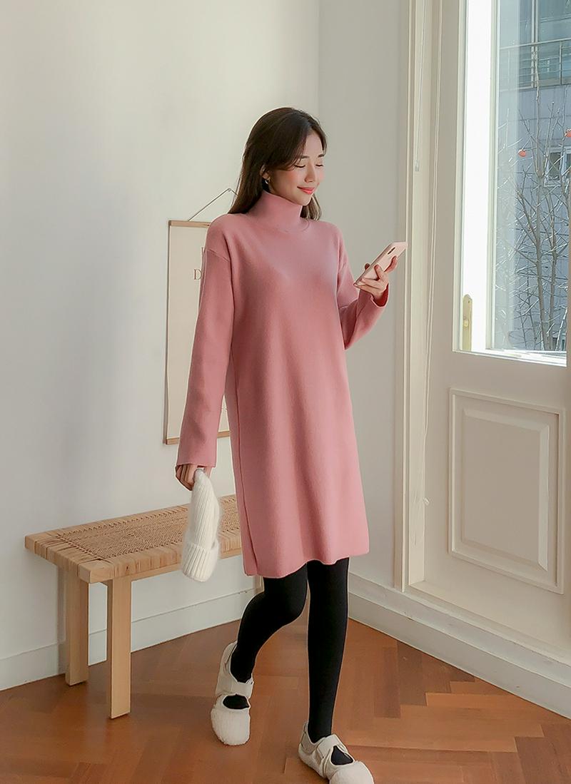 ハーフネックニットワンピース