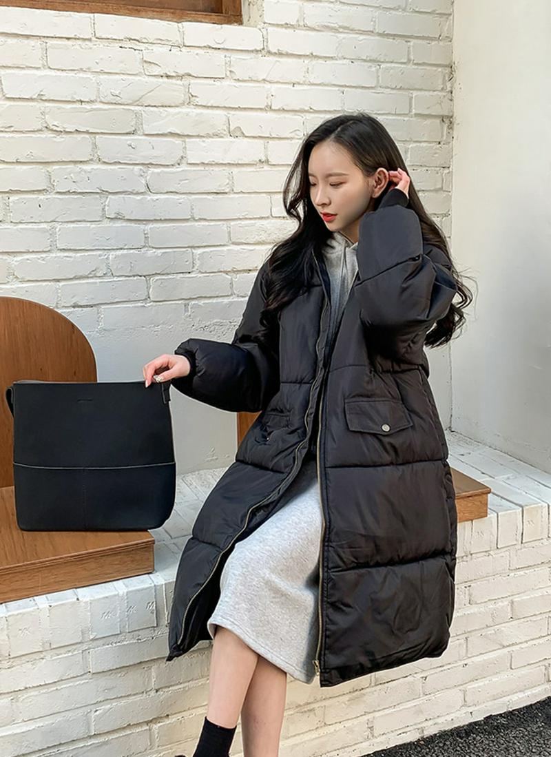 ジップアップ中綿ロングジャケット