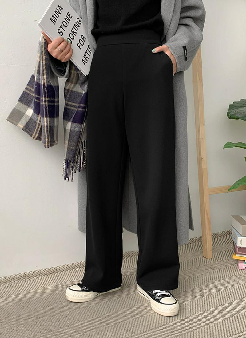 フリース裏地ワイドスラックスパンツ