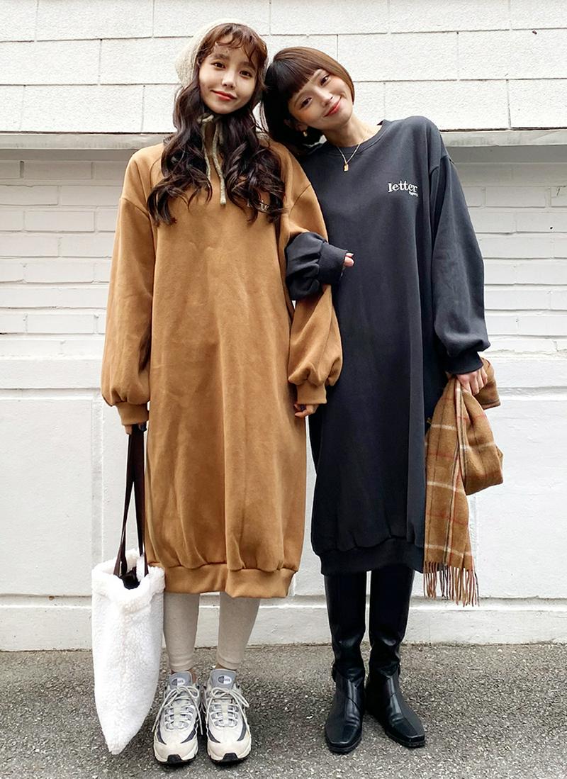 裏起毛letterスウェットワンピース・全4色