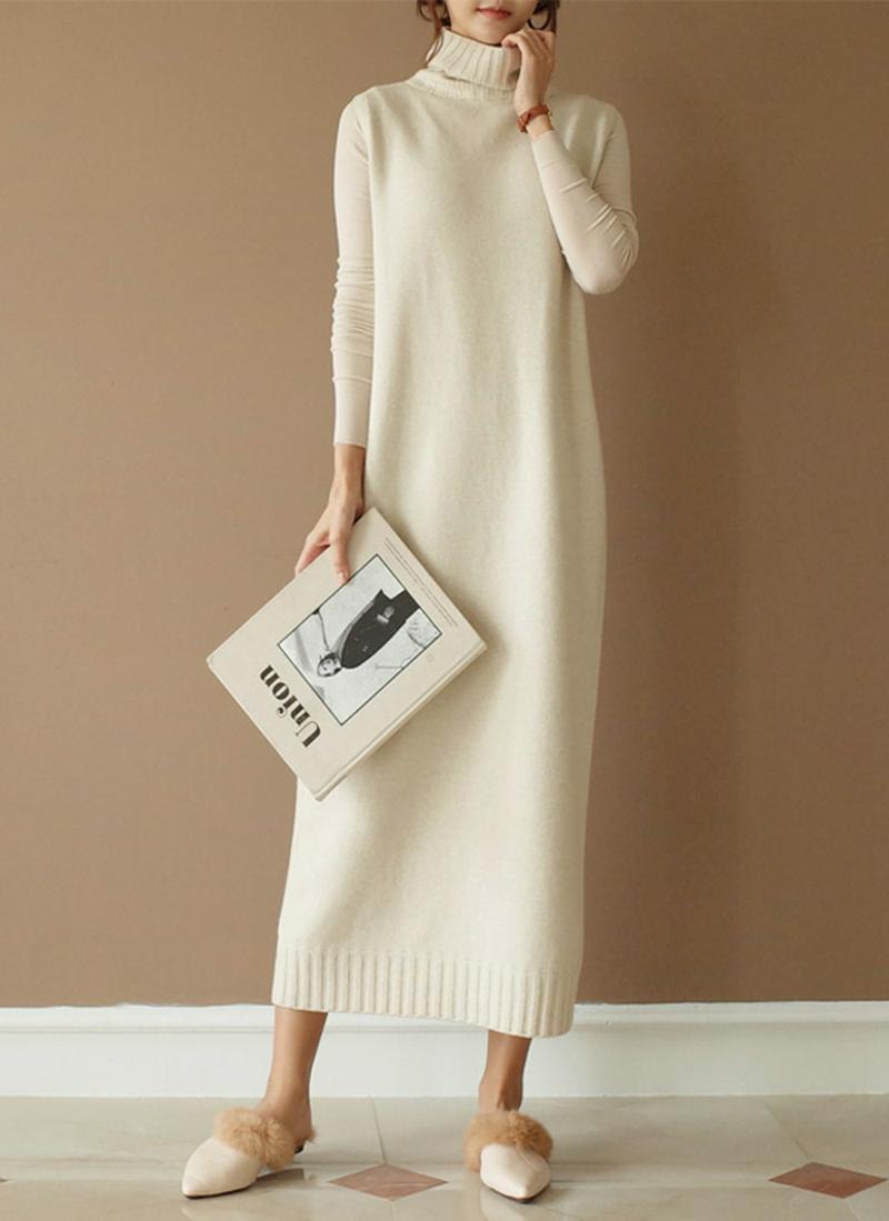 ウールカシミヤ混ニットベストワンピース