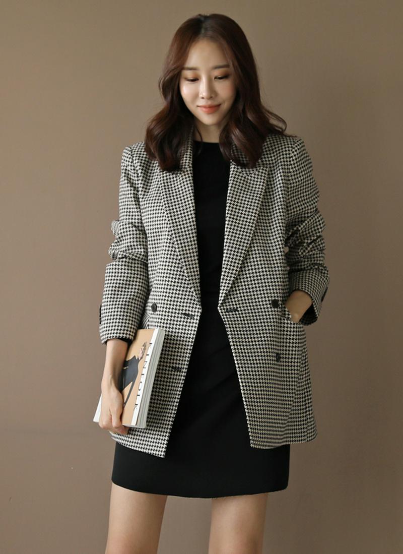 ハウンドトゥースチェックダブルジャケット