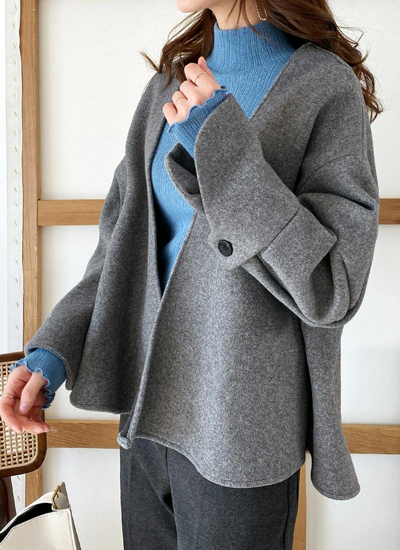 ウール混オープンジャケット・全2色