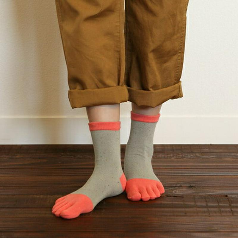 【あす楽】【Tabio】 カラーネップ切替五本指ショートソックス / 靴下屋 靴下 タビオ くつ下 レディース 五本指ソックス 五本指靴下 5本指ソックス 5本指靴下 日本製 2206ka