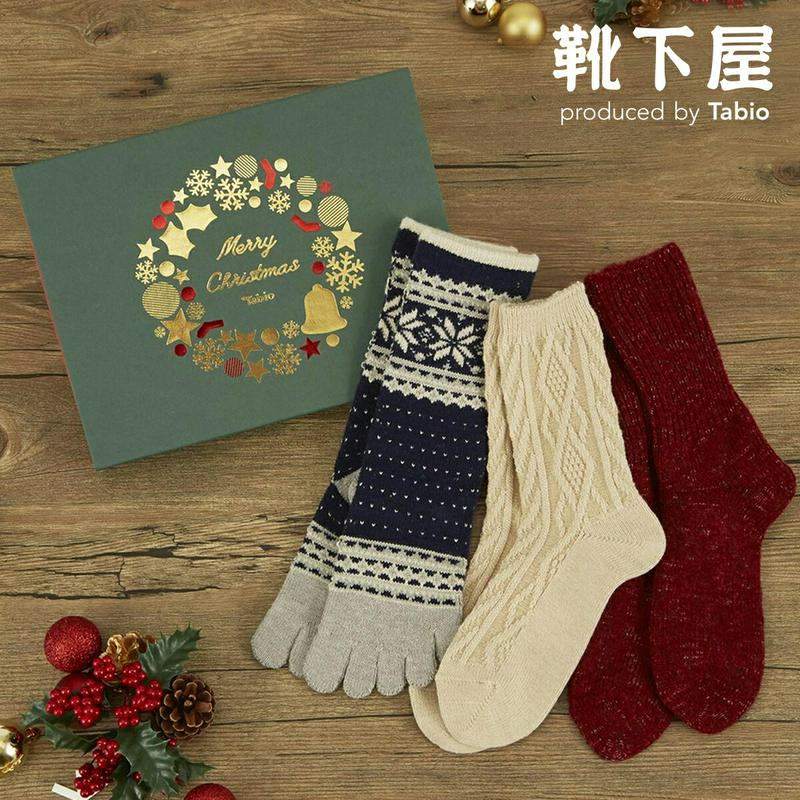 【あす楽】【公式 靴下屋】 レディース クリスマス ベーシック セット (※ギフトバッグ付) / 靴下 タビオ Tabio くつ下 ソックス クルー 毛混 ウール 冬 プレゼント ギフト レディース 日本製