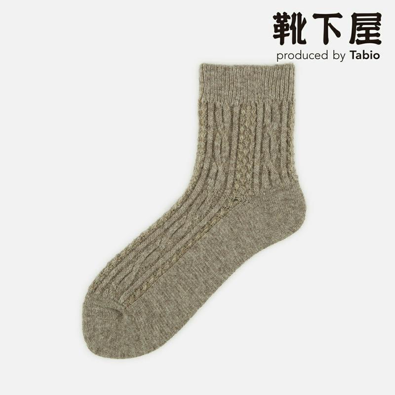 【あす楽】【Tabio】 WOOL リンクスタックケーブル柄 ロークルーソックス / 靴下屋 靴下 タビオ くつ下 ウール ショ