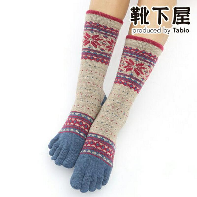 【あす楽】【靴下屋】 トップライン雪柄5本指ソックス / 靴下 タビオ Tabio くつ下 レディース 五本指ソックス 五本指靴