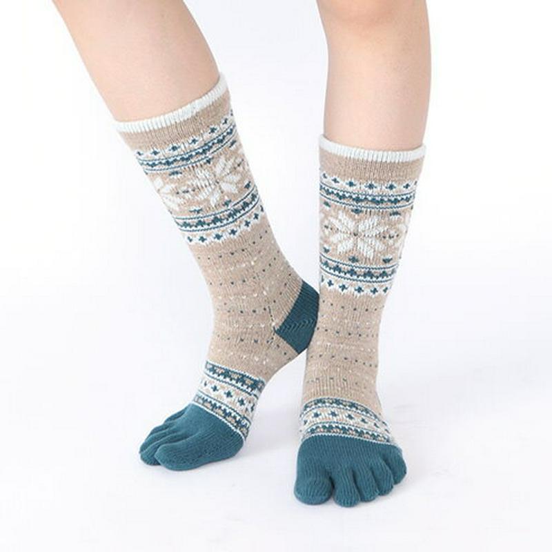 【あす楽】【靴下屋】 トップライン雪柄5本指ソックス / 靴下 タビオ Tabio くつ下 レディース 五本指ソックス 五本指靴