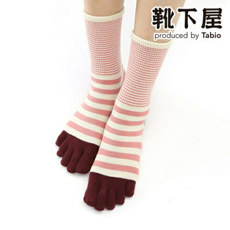 【あす楽】【靴下屋】 指切替ボーダー5本指ソックス / 靴下 タビオ Tabio くつ下 レディース 五本指ソックス 五本指靴下 5本指ソックス 5本指靴下 日本製