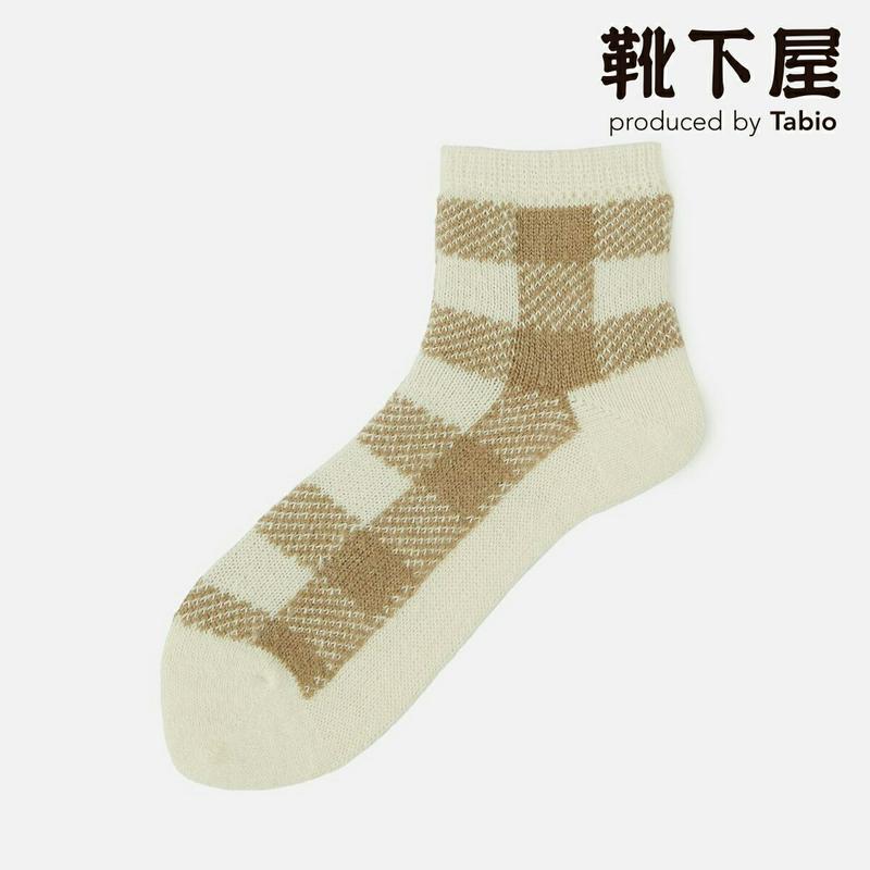 【あす楽】【靴下屋】 ブロックチェック柄 ほわほわソックス / 靴下 タビオ Tabio くつ下 ショート レディース 日本製 