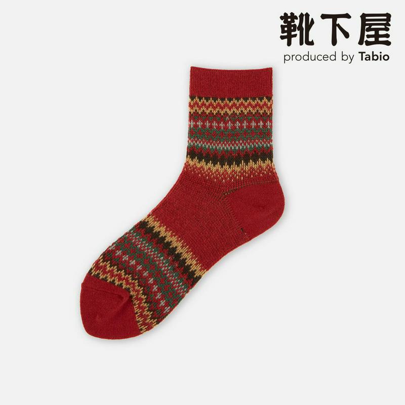 【あす楽】【Tabio】 ジャカード ロークルーソックス / 靴下屋 靴下 タビオ くつ下 ショート レディース 日本製