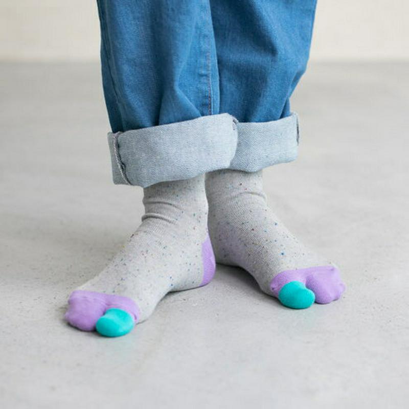 【全品送料無料★〜5/16 9:59迄】【あす楽】【靴下屋】 キッズネップカラフル足袋ソックス19〜21cm / 靴下 タビオ Tabio くつ下 クルー 足袋 たび タビ キッズ 子供 子供用靴下 男の子 女の子 日本製