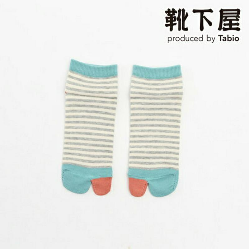 【あす楽】【靴下屋】 キッズ タビ指切替ボーダーソックス19〜21cm / 靴下 タビオ Tabio くつ下 ショート 足袋 たび タビ キッズ 子供 子供用靴下 日本製