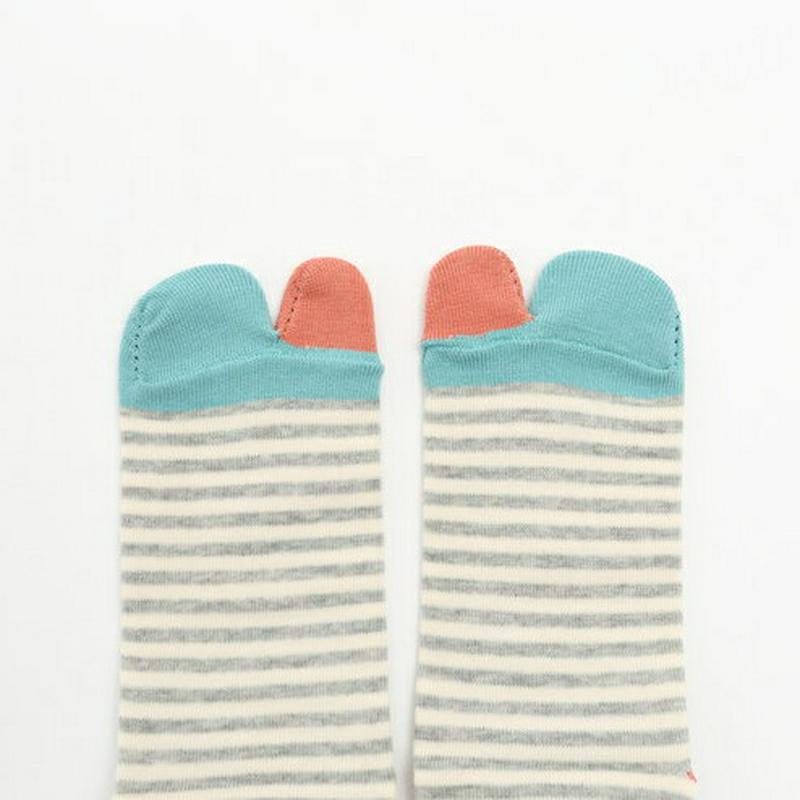 【あす楽】【靴下屋】 キッズ タビ指切替ボーダーソックス19〜21cm / 靴下 タビオ Tabio くつ下 ショート 足袋 たび タビ キッズ 子供 子供用靴下 日本製