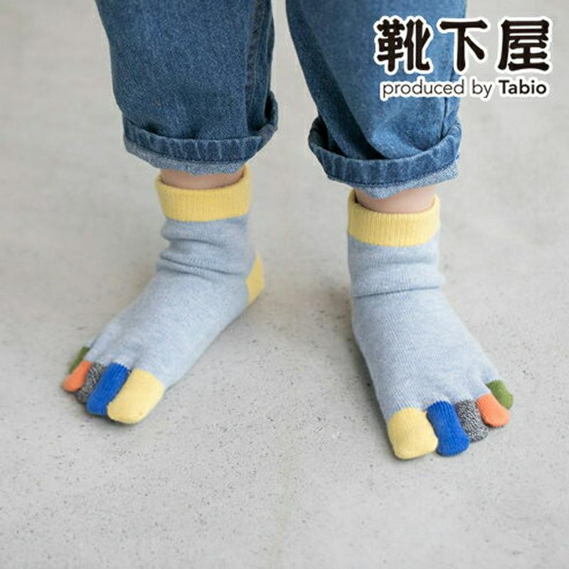 【全品送料無料★～4/11 23:59迄】【あす楽】【公式 靴下屋】 キッズ 指先レインボー五本指ソックス16～18cm / 靴下 タビオ Tabio くつ下 ショート 5本指 五本指 5本指靴下 五本指靴下 キッズ 子供 子供用靴下 白 日本製