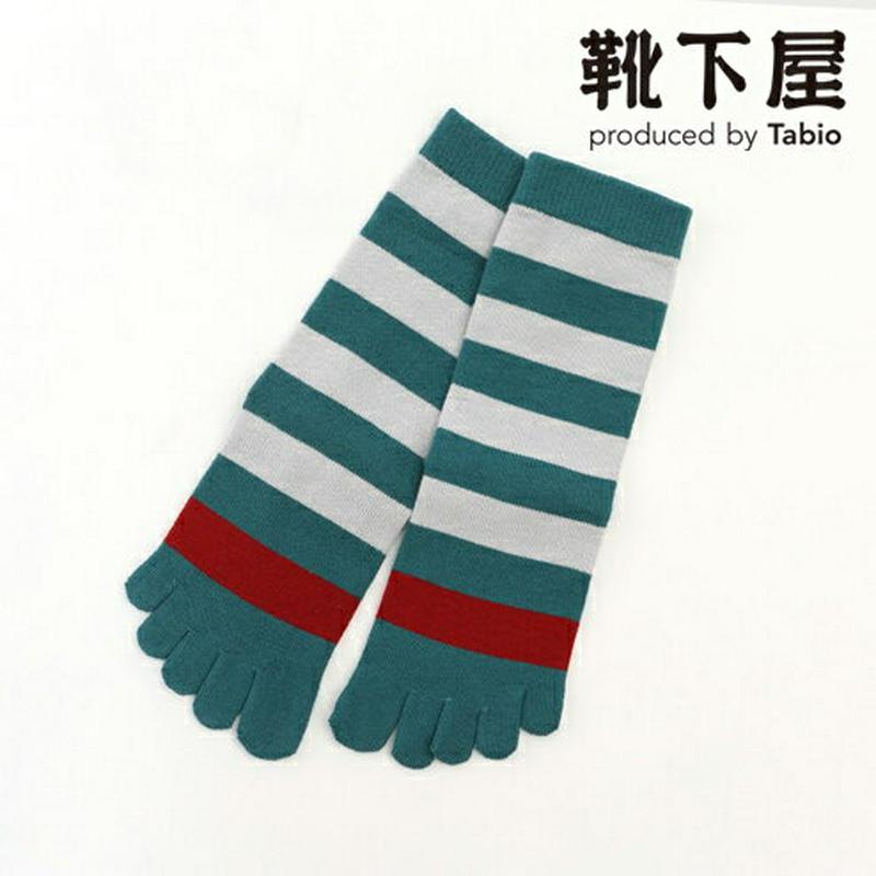 【あす楽】【Tabio MEN】 メンズ 爪先カラーアクセントボーダー5本指ソックス / 靴下屋 靴下 タビオ くつ下 メンズ 