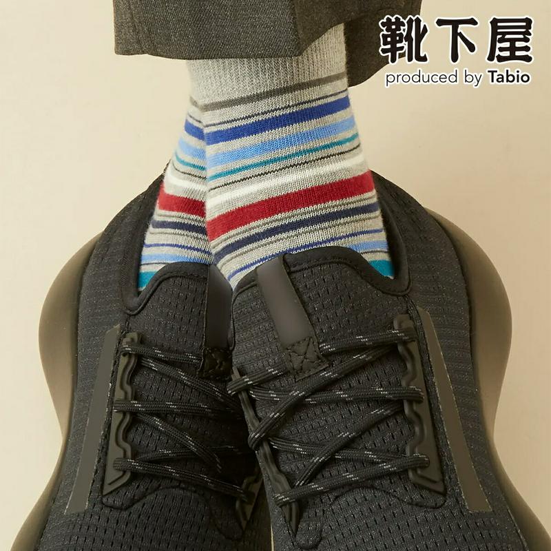 【あす楽】【Tabio MEN】 メンズマルチボーダーショートソックス / 靴下屋 靴下 タビオ くつ下 メンズ カジュアル ショートソックス 日本製 父の日 2206mka