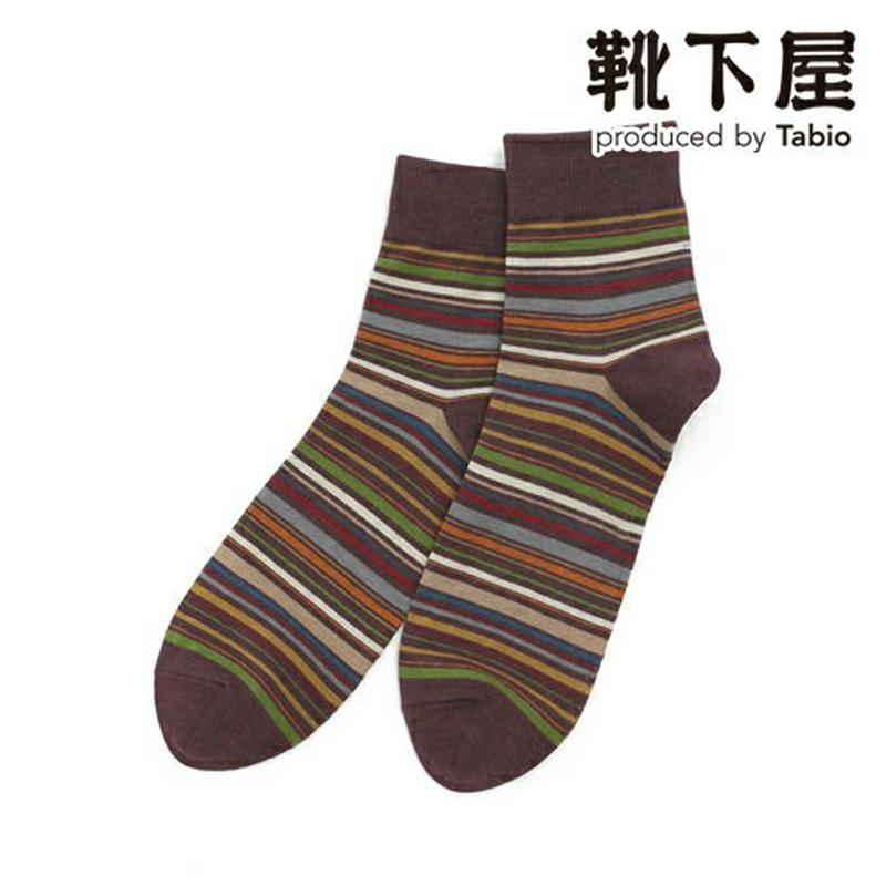 【あす楽】【Tabio MEN】 メンズマルチボーダーショートソックス 27〜29cm / 靴下屋 靴下 タビオ くつ下 メンズ カジュアル ショートソックス 大きいサイズ L 日本製 父の日 2206mka