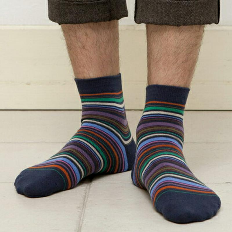 【あす楽】【Tabio MEN】 メンズマルチボーダーショートソックス 27〜29cm / 靴下屋 靴下 タビオ くつ下 メンズ カジュアル ショートソックス 大きいサイズ L 日本製 父の日 2206mka