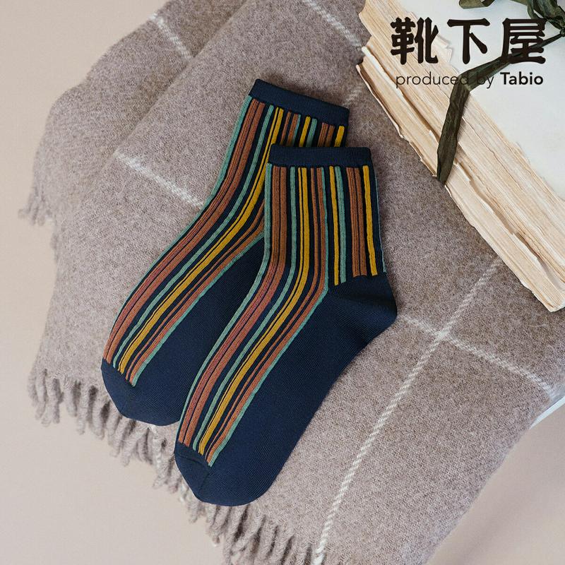 【あす楽】【靴下屋】 綿 エスニック マルチストライプ ショートソックス / 靴下 タビオ Tabio くつ下 ショート レディ