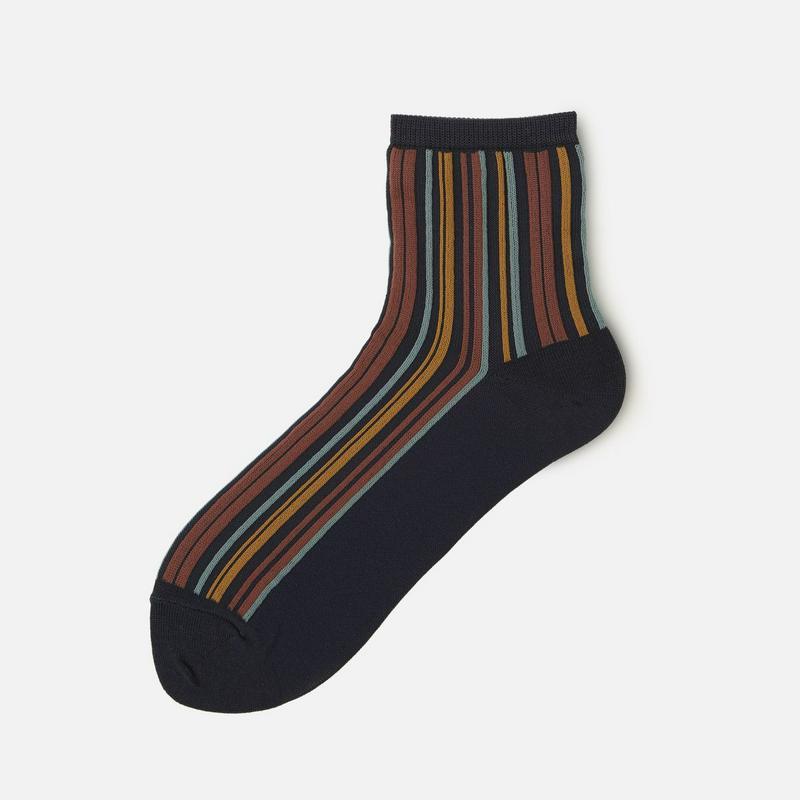 【あす楽】【靴下屋】 綿 エスニック マルチストライプ ショートソックス / 靴下 タビオ Tabio くつ下 ショート レディ