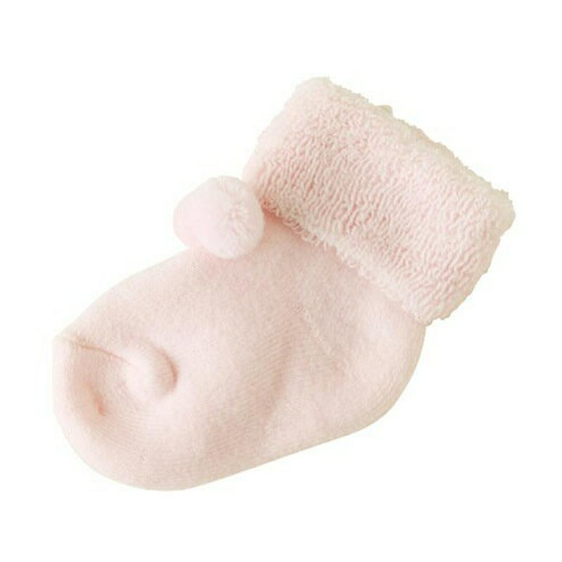 【全品送料無料★〜12/26 23:59迄】【あす楽】【靴下屋】 ベビーボンボンつき折り返しソックス ピンク / 靴下 タビオ Tabio くつ下 ベビー 子供 子供用靴下 出産祝い 日本製 ¬