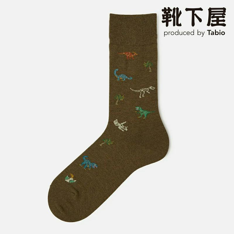 【あす楽】【Tabio MEN】 メンズ 恐竜柄ソックス / 靴下屋 靴下 タビオ くつ下 クルー メンズ 日本製 父の日 2206mka