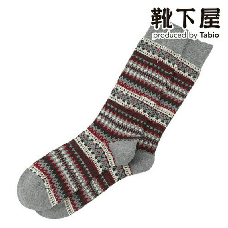 【あす楽】【Tabio MEN】 メンズ JQフェアアイルソックス / 靴下屋 靴下 タビオ くつ下 クルー メンズ 日本製
