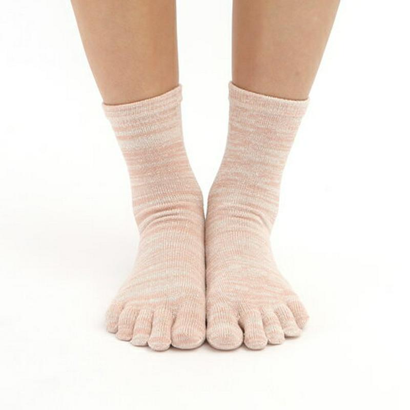 【あす楽】【TABIO LEG LABO】 ざっくり絹のミックスカラー5本指ソックス24〜26cm【気持ちいいシルクの靴下】 /