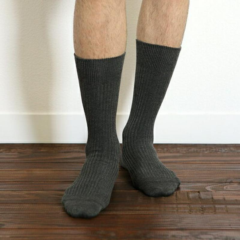 【あす楽】【Tabio MEN】 メンズさらりとした2×2リブソックス23〜25cm チャコールモク / 靴下屋 靴下 タビオ Tabio くつ下 メンズ 日本製 ¬