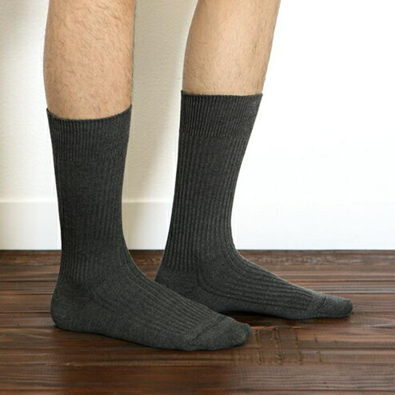 【あす楽】【Tabio MEN】 メンズさらりとした2×2リブソックス23〜25cm チャコールモク / 靴下屋 靴下 タビオ Tabio くつ下 メンズ 日本製 ¬