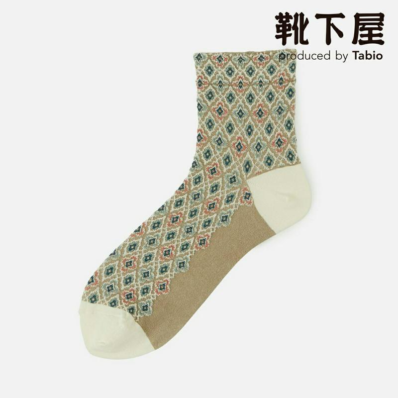 【あす楽】【靴下屋】 ウール ヴィンテージ壁紙柄 ショートソックス / 靴下 タビオ Tabio くつ下 ショート レディース 