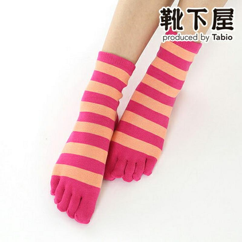 【あす楽】【靴下屋】 5本指ボーダーソックス / 靴下 タビオ Tabio くつ下 レディース 日本製 2206ka