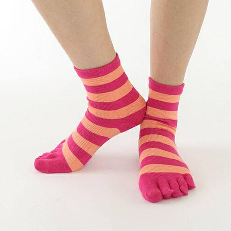 【あす楽】【靴下屋】 5本指ボーダーソックス / 靴下 タビオ Tabio くつ下 レディース 日本製 2206ka