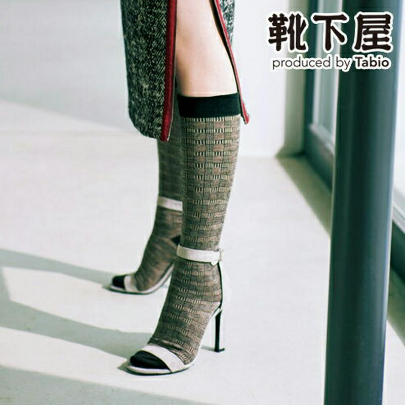 【あす楽】【Tabio】 グレンチェックハイソックス / 靴下 タビオ くつ下 レディース 日本製 1912ka