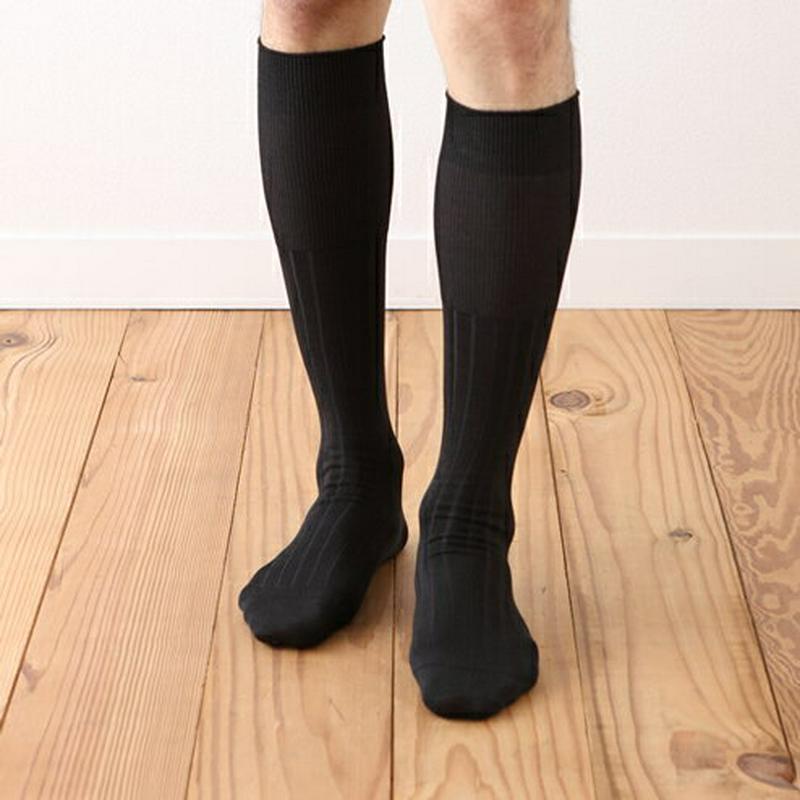 【あす楽】【Tabio MEN】 メンズ9×2つやリブビジネスロングホーズ(ハイソックス) スミクロ 黒 ブラック / 靴下屋 靴下 タビオ Tabio くつ下 メンズ 日本製 父の日 ¬¬