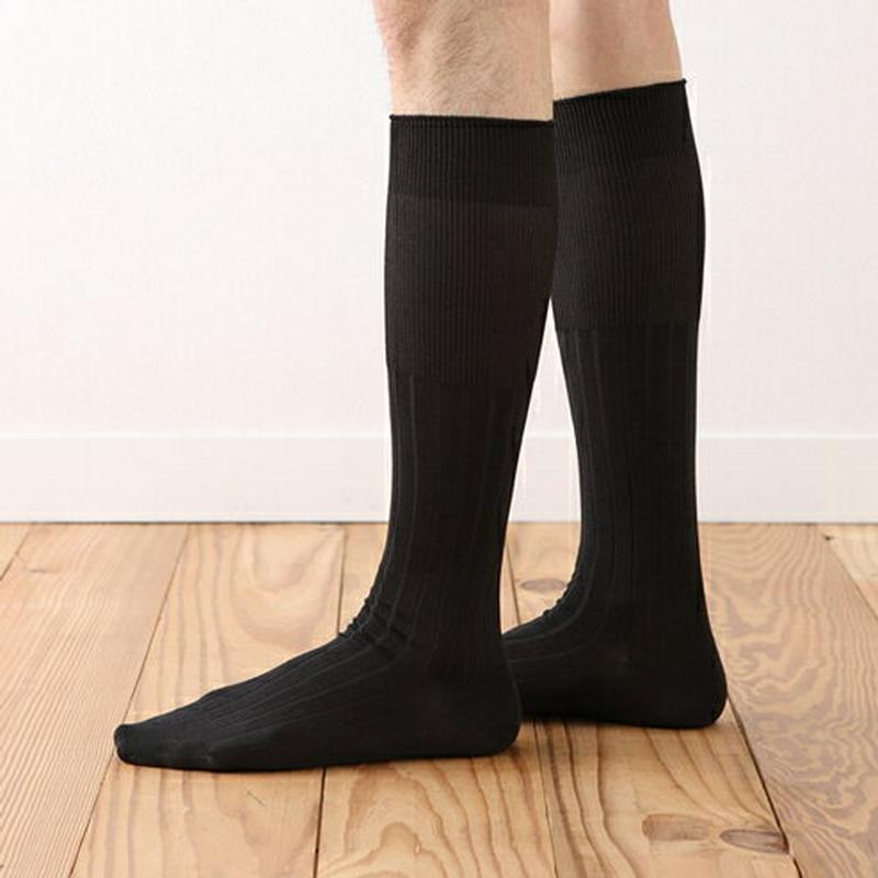 【あす楽】【Tabio MEN】 メンズ9×2つやリブビジネスロングホーズ(ハイソックス) スミクロ 黒 ブラック / 靴下屋 靴下 タビオ Tabio くつ下 メンズ 日本製 父の日 ¬¬