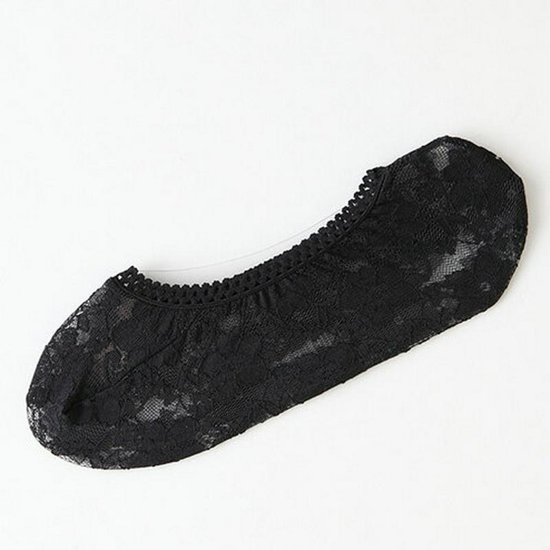 【あす楽】【靴下屋】 ストレッチレース花柄カバーソックス24〜26cm クロ 黒 ブラック / 靴下 タビオ Tabio くつ下 レディース 日本製 ¬¬