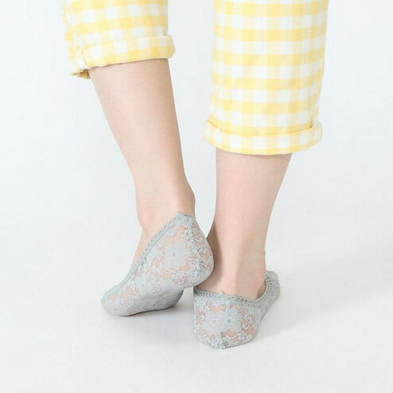 【あす楽】【靴下屋】 ストレッチレース花柄カバーソックス24〜26cm クロ 黒 ブラック / 靴下 タビオ Tabio くつ下 レディース 日本製 ¬¬