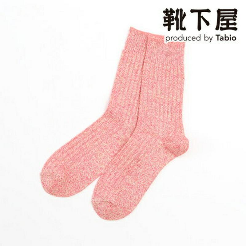 【あす楽】【Tabio】 リネン3つ杢リブカノコソックス / 靴下屋 靴下 タビオ くつ下 クルー レディース 日本製