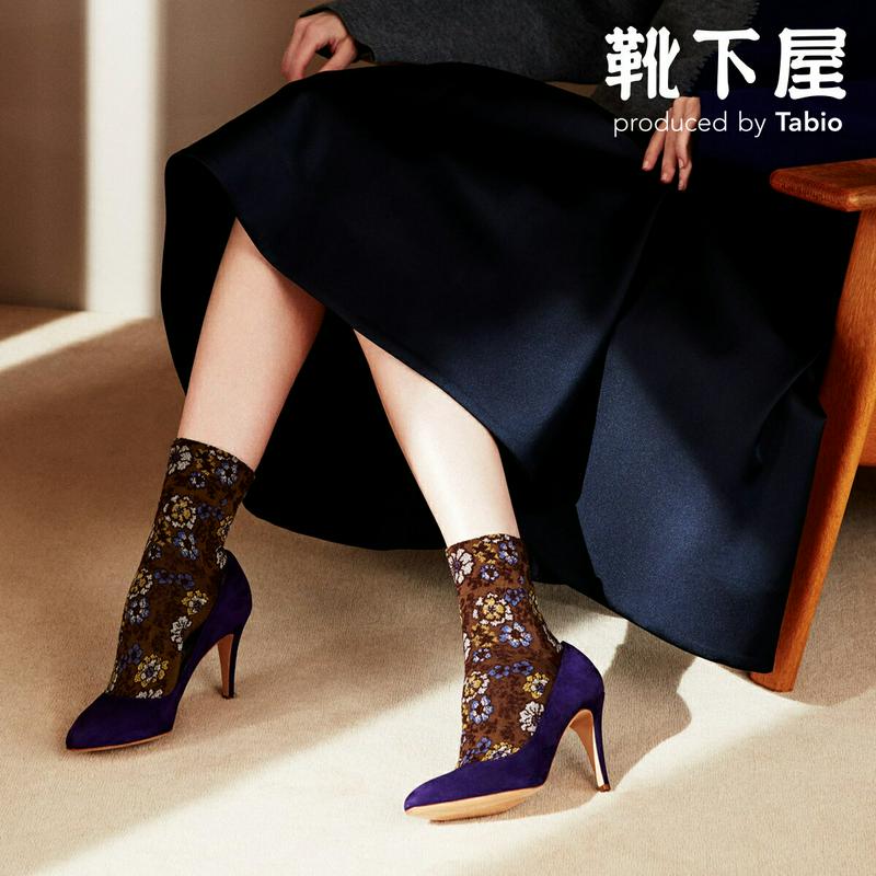 【あす楽】【Tabio】 フローラル パターン フロート ショートソックス / 靴下屋 靴下 タビオ くつ下 ショート レディー