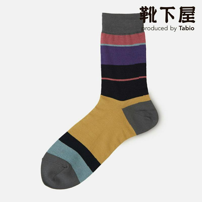 【あす楽】【Tabio MEN】 メンズ 綿 ミックスボーダーソックス / 靴下屋 靴下 タビオ くつ下 クルー メンズ 日本製