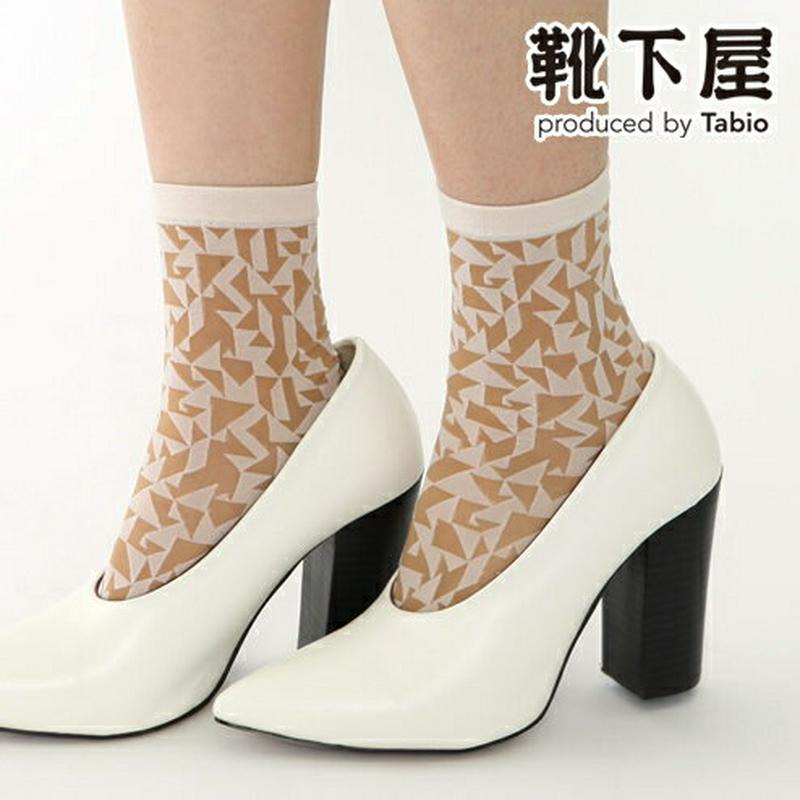 【あす楽】【靴下屋】 ランダム ブロック ソックス / 靴下 タビオ Tabio くつ下 シアー シースルー チュール 透け感 クリアー レディース 日本製