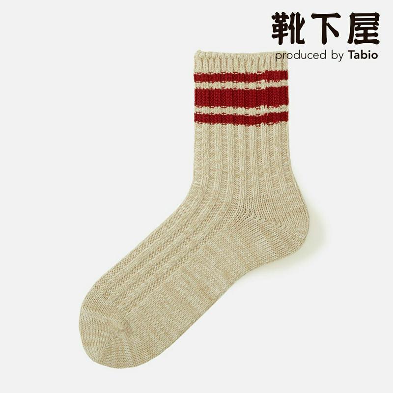 【あす楽】【Tabio MEN】 メンズ バルキー 綿混 ラインソックス / 靴下屋 靴下 タビオ くつ下 クルー メンズ 日本製 父の日 2206mka