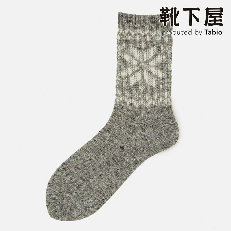 【あす楽】【靴下屋】 ウール雪柄ジャカードソックス / 靴下 タビオ Tabio くつ下 クルー ウール レディース 日本製 1