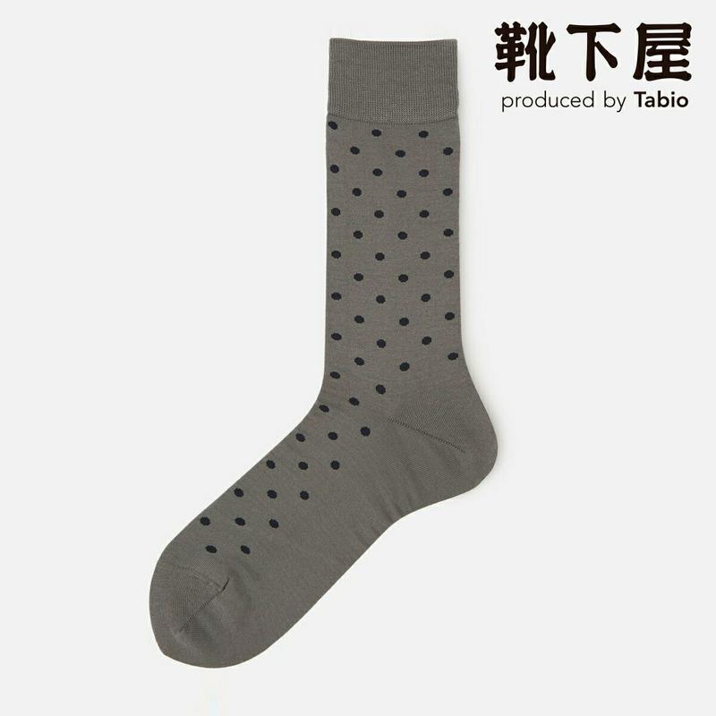 【あす楽】【Tabio MEN】 メンズ ソリッドポルカドットソックス / 靴下屋 靴下 タビオ くつ下 クルー メンズ 日本製