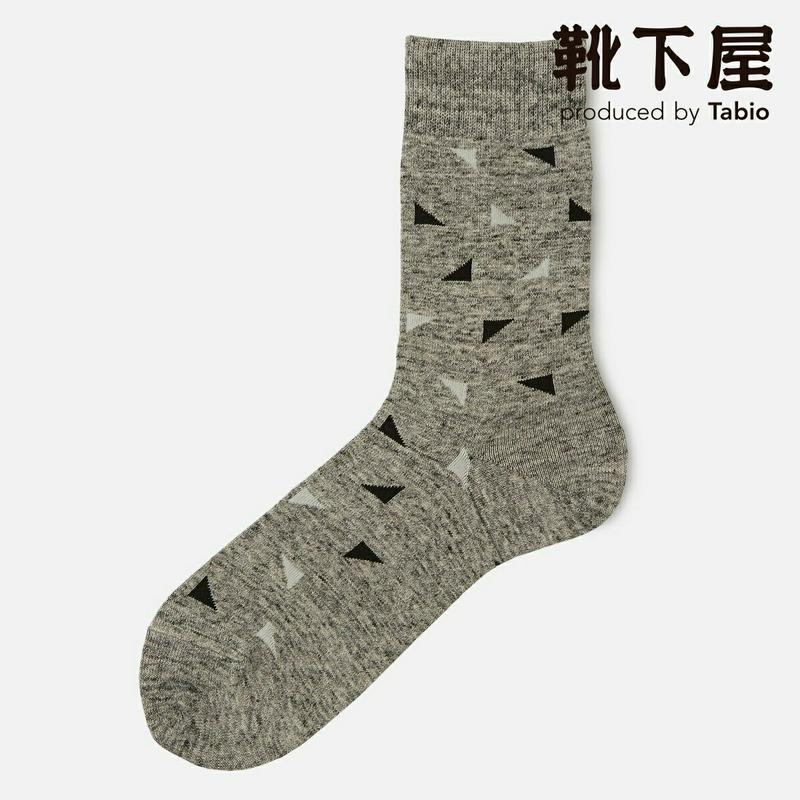 【あす楽】【Tabio MEN】 メンズ 杢トライアングル パターンソックス / 靴下屋 靴下 タビオ くつ下 クルー メンズ 