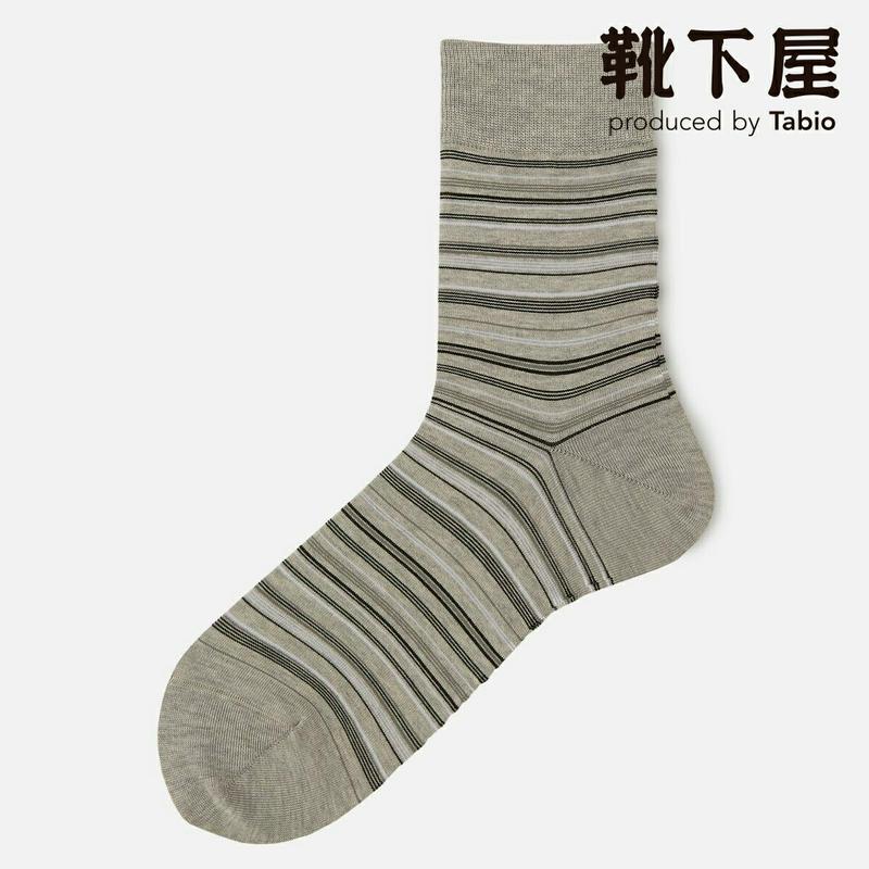 【あす楽】【Tabio MEN】 メンズ メランジ ランダムボーダーソックス / 靴下屋 靴下 タビオ くつ下 クルー メンズ 